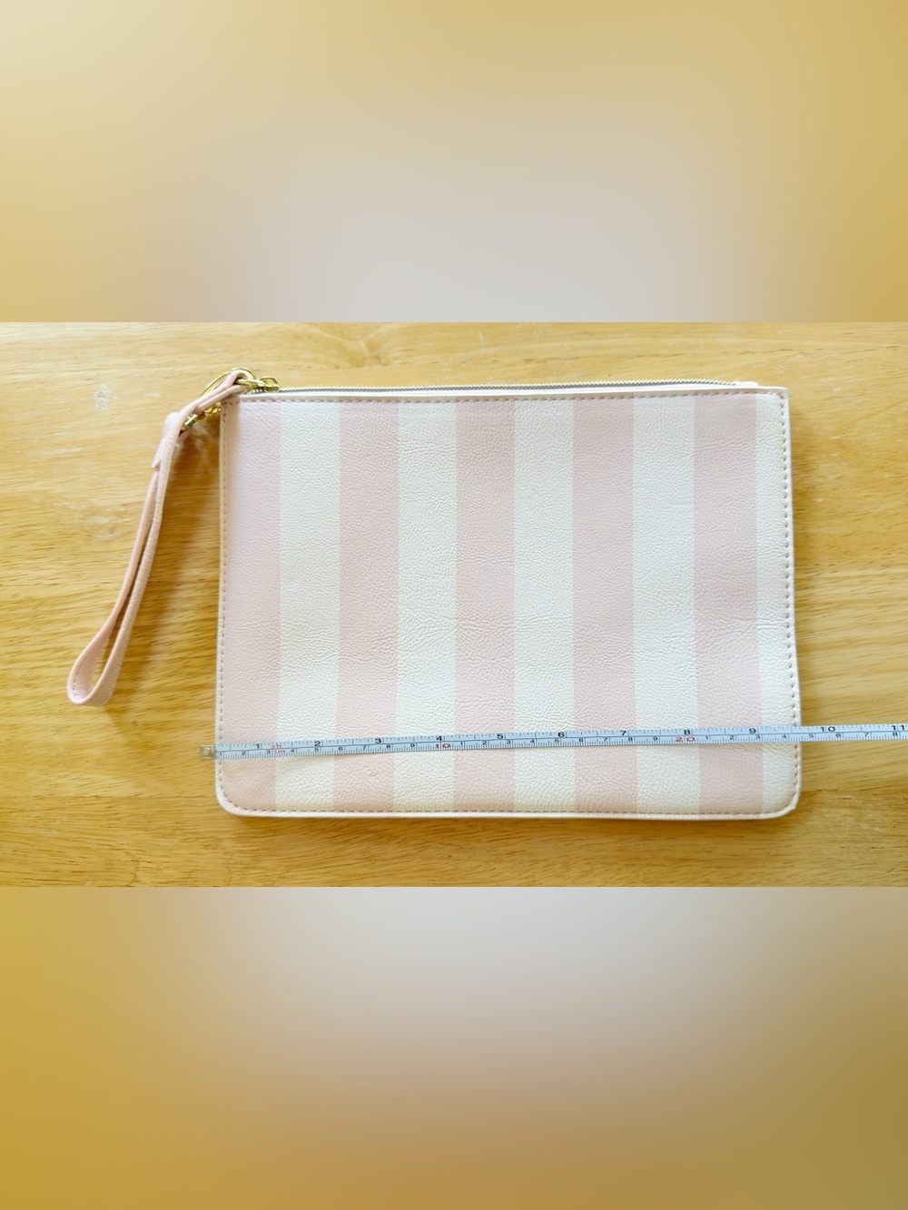 Betsey Johnson Pink Striped Zip Wristlet Organizer Pouch NWOT